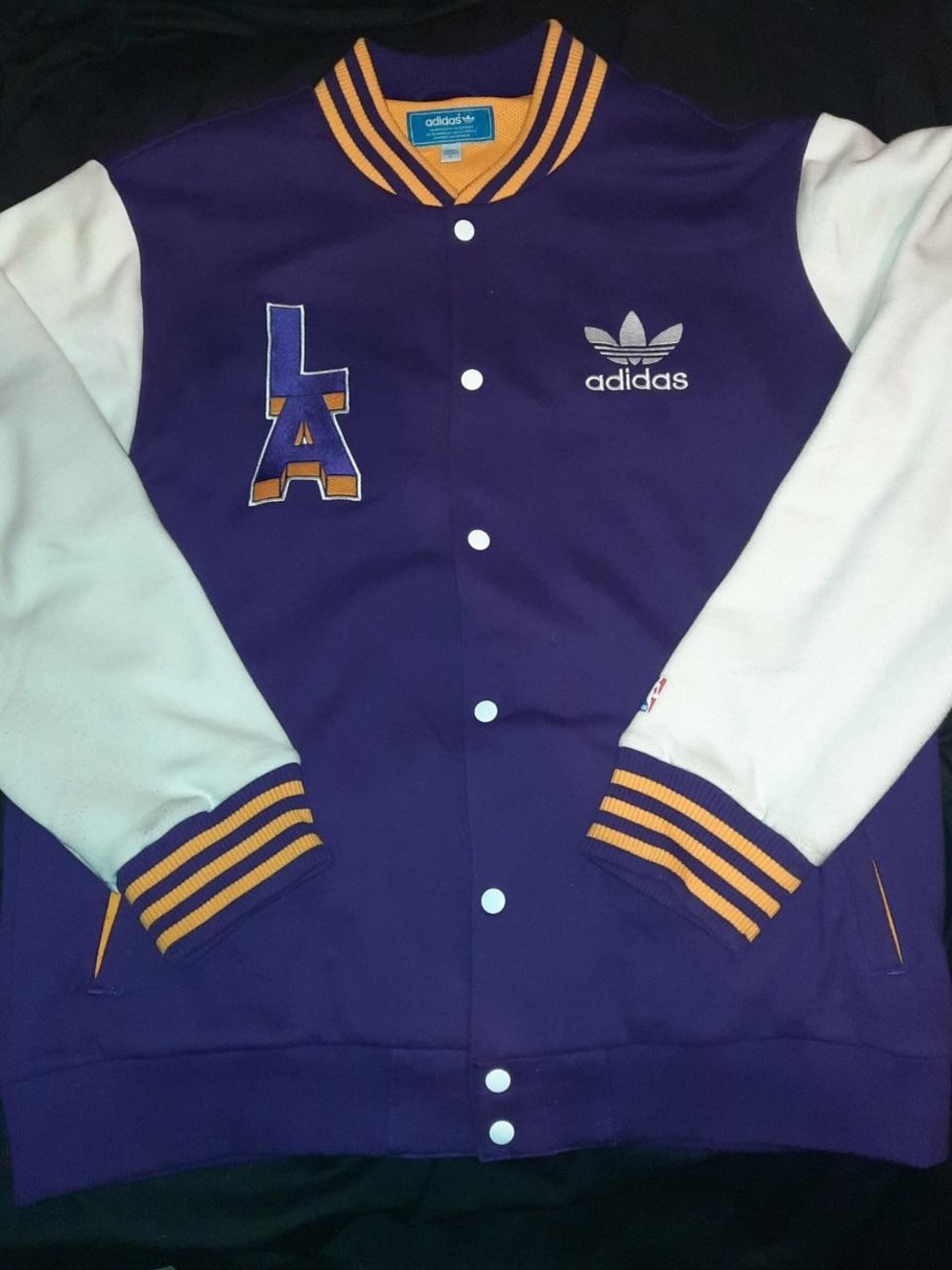 Vintage Adidas Originals LA Lakers Varsity Letterman Jacket 4XL Rare Big Mens